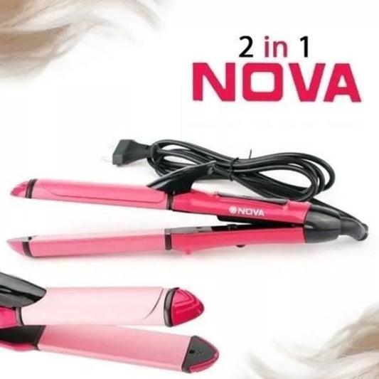 Nova 2-in-1 Hair Straightener & Curler NH-2009 | Quick Heat-Up Ceramic Plates